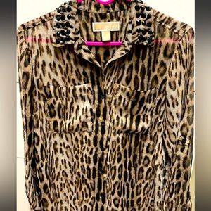 Michael Kors Leopard Print studded shirt blouse